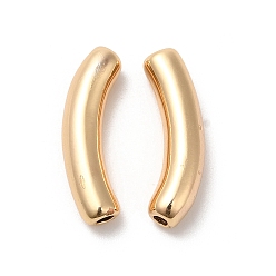 Real 18K Gold Plated Brass Tube Beads, Curved Tube, Real 18K Gold Plated, 18x4.3x5.8mm, Hole: 1.5mm