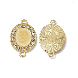 Golden Alloy Cabochon Connector Settings, with Rhinestone, Oval Connector Charm, Golden, 27.5x17x2mm, Hole: 2.2mm, Tray: 14x10mm