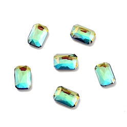 Sphinx K9 Glass Rhinestone Cabochons, Flat Back & Back Plated, Faceted, Octagon Rectangle, Sphinx, 6x4x2mm