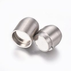 Stainless Steel Color 304 Stainless Steel Magnetic Clasps with Glue-in Ends, Matte, Column, Stainless Steel Color, 25x14mm, Hole: 10.5mm