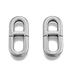 Stainless Steel Color 201 Stainless Steel Connector Charms, Oval, Stainless Steel Color, 24x11x2mm, Hole: 5x6mm & 5x9mm