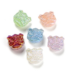 Mixed Color Iridescent Plating Acrylic Beads, Lion, Mixed Color, 26.5x27x18.5mm, Hole: 1.6mm