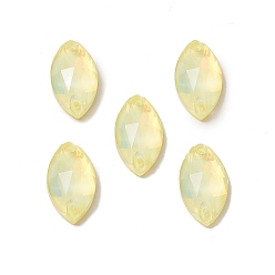 Лимонный шифон Эффект мокко форма конского глаза пришивка стразами, k 5 стеклянный страз, 2-отверстие ссылка, плоская спинка с покрытием, швейные украшения, лимонный шифон, 18x9x5 мм, отверстие : 1 мм