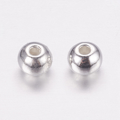 Серебро Разделители для бусин, тибетский стиль, круглые, без свинца и без кадмия, серебряные, 5x4 мм, отверстие : 1.5 мм
