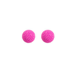 E2034-5/Pink Ball 925 Silver Heart-shaped Stud Earrings - Minimalist Geometric Circle Earings, Cute and Stylish.