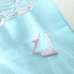 Pink Hypoallergenic Bioceramics Zirconia Ceramic Stud Earrings, Number 1, No Fading and Nickel Free, Pink, 7x3mm
