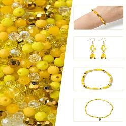 Желтый Стеклянные бусины смешанных стилей, граненые, круглые, желтые, 4x4 мм, отверстие: 0.70 мм, о 500 шт / комплект