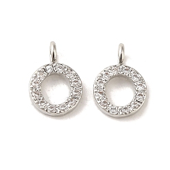 Letter O Буквица латунные микро проложить кубического циркония подвески, Письмо O, 9~10x4~10x1.5~2 мм, отверстие : 1.5 мм