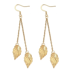 Золотой 304 из нержавеющей стали болтаться серьги, лист, золотые, 75 мм