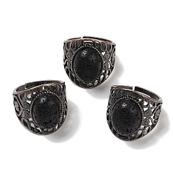 Лавовый камень Овальные регулируемые кольца из натурального лавового камня, без свинца и без кадмия, латунные кольца на палец с красной медью для женщин и мужчин, 24.4 мм, внутренний диаметр: 19.2 мм