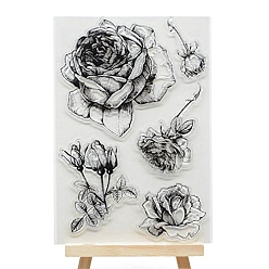 Clear Rose Silicone Stamps, for DIY Scrapbooking, Photo Album Decorative, Cards Making, Clear, 160x110mm