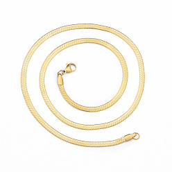 Золотой 304 колье из нержавеющей стали с цепочками в виде елочки для мужчин, золотые, 17.72 дюйм (45 см), широк: 3 мм