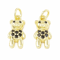 Черный Латунные микро проложить кубического циркония подвески, долговечный, реальный 18 k позолоченный, без кадмия и без свинца, BEA, чёрные, 15.5x8x3.5 мм, Перейти кольцо: 5x1 мм, 3 мм внутренним диаметром