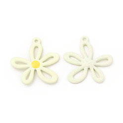 Светлый Золото-желтый Стойки подвески обшивки сплава, окрашенные распылением цветочные подвески, без кадмия, без никеля и без свинца, светлый золотарник желтый, 27x24.5x3 мм, отверстие : 1.8 мм