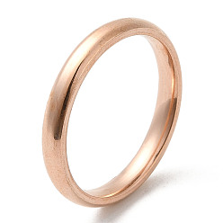 Rose Gold Ion Plating(IP) 304 Stainless Steel Flat Plain Band Rings, Rose Gold, Size 8, Inner Diameter: 18mm, 3mm