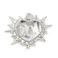 Прозрачный Подвески из сплава , сердце прелести, cmолой, без свинца, без кадмии и без никеля, стойки покрытие, прозрачные, 20.5x25.5x7 мм, отверстие : 1.6 мм