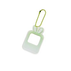 Light Green Gradient Color Acrylic Keychain Blanks, with Random Color Ball Chains, Rectangle with Rabbit, Light Green, 7x4.4x0.2cm