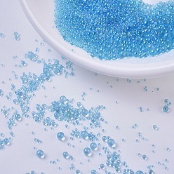 Sky Blue Bubble Beads, DIY 3D Nail Art Decoration Mini Glass Beads, Tiny Caviar Nail Beads, Sky Blue, 0.6~3mm, about 450g/bag