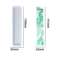 Flower DIY Bookmark Food Grade Silicone Molds, Decoration Making, Resin Casting Molds, For UV Resin, Epoxy Resin Jewelry Making, Flower Pattern, 150x35x6mm