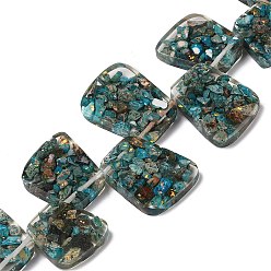 Turquoise Dyed Natural Imperial Jasper with Resin Beads Strands, Trapezoid, Turquoise, 17.5~35.5x24~29x6~6.5mm, Hole: 1.5mm, about 15pcs/strand, 12.40''(31.5cm)