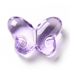 Blue Violet Transparent Baking Paint Glass Beads, Butterfly, Blue Violet, 10x14x5.5mm, Hole: 1mm