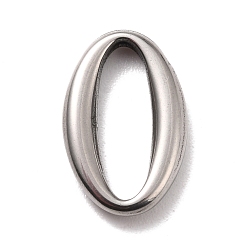 Couleur Acier Inoxydable 304 pendentifs anneau de liaison en acier inoxydable, anneau ovale, couleur inox, 16x10x2.5mm, diamètre intérieur: 4 mm
