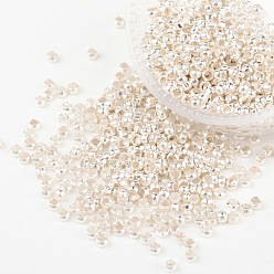 Серебро 2мм латунные обжимные бусины для изготовления ювелирных изделий своими руками, серебряный цвет гальваническим, баррель, диаметром около 2 мм , 1.2 мм длиной, отверстие : 1.2 мм, Около 920 шт / 10 г