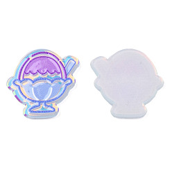 Violet Transparent Printed Acrylic Cabochons, Ice Cream, Violet, 26x25x2.5mm