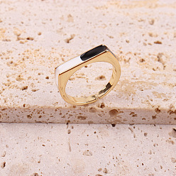 01 Fashionable Multicolor Geometric Open Ring for Women with Oil Drop Design
