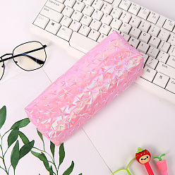 Pink Сумка-футляр для ручек из искусственной кожи с узором в виде звезды и застежкой-молнией, пенал для офисных школьников, розовые, 205x45x45 мм