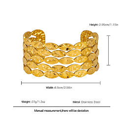 Золотой Браслеты-манжеты из нержавеющей стали с кованой отделкой, многорядные, для женщин., лошадь форма глаз, золотые, внутренний диаметр: 304 дюйм (2.56 см)