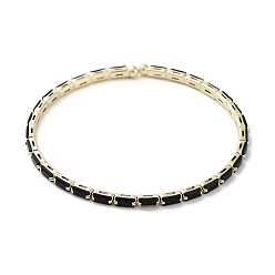Черный Браслеты-манжеты из настоящей позолоченной латуни 18k, с прямоугольником фианитами, чёрные, внутренний диаметр: 2-1/8 дюйм (5.5 см)