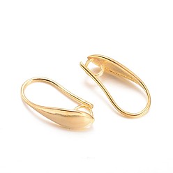 Golden Brass Earring Hooks, with Horizontal Loop, Golden, 18x5.5x10.5mm, Hole: 3.5mm, 18 Gauge, Pin: 1mm
