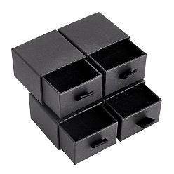 Noir Boîte de retrait de papier, avec éponge et corde en polyester, carrée, noir, 5.1x5.1x3.6 cm, Taille intérieure: 4.4x4.3cm