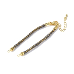 Шифер Серый Нейлона шнур браслеты, для изготовления браслета с соединителем, с реечным покрытием, золотыми застежками-карабинами и удлинителями цепочек, долговечный, без кадмия и без свинца, шифер серый, 5-3/4~6x1/8x1/8 дюйм (14.7~15.2x0.3 см)