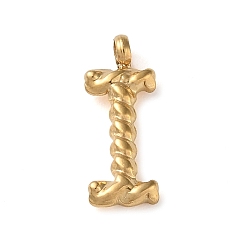 Letter I 316 Surgical Stainless Steel Pendants & Charms, Golden, Letter I, 14.5x5.5x2mm, Hole: 2mm