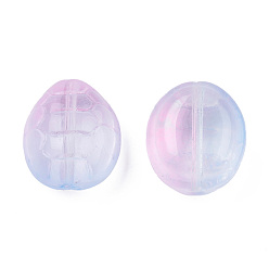 Pearl Pink Transparent Spray Painted Glass Beads, Two Tone, Tortoise, Pearl Pink, 12x11x7mm, Hole: 1mm