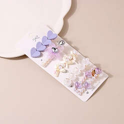 A style - purple color scheme Cute Pearl Hair Clip Set with Rhinestone Side Clip - Girl's Hair Accessories