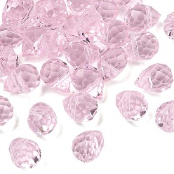 Pink Прозрачные стеклянные бусины, слеза, граненые, розовые, 11x8 мм, отверстие : 1.2 мм
