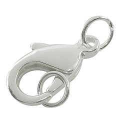 Silver Brass Lobster Claw Clasps, Lead Free & Nickel Free, Silver, 23x14mm, Hole: 5mm