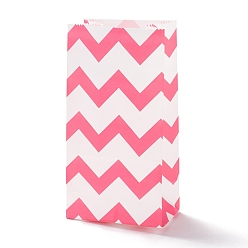 Hot Pink Rectangle Kraft Paper Bags, None Handles, Gift Bags, Wave Pattern, Hot Pink, 9.1x5.8x17.9cm