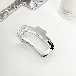 Silver Rectangle Plastic Large Claw Hair Clips, for Women Girl Thick Hair, Silver, 50x98mm