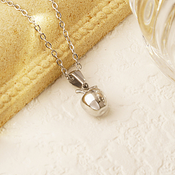 Нержавеющая Сталь Цвет День учителя без потускнения 304 подвески в виде яблок из нержавеющей стали для ежедневного ношения женщинами, цвет нержавеющей стали, 16.54 дюйм (42 см)