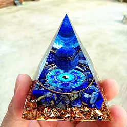 4. Lapis lazuli Crystal Ball Epoxy Pyramid Ornament Home Office Decoration Natural Crystal Gravel Resin Crafts