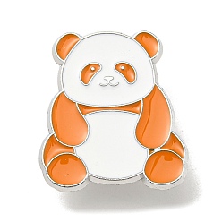 Orange Épingles en émail panda, insigne en alliage plaqué platine pour vêtements de sac à dos, orange, 26x23x1.5mm