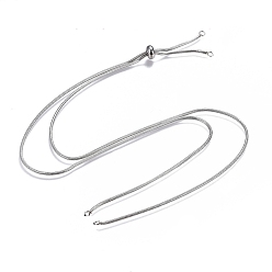 Нержавеющая Сталь Цвет Устойчивые к потускнению регулируемые 304 круглые цепочки-змейки из нержавеющей стали слайдер ожерелья изготовление, с 201 слайдерами из нержавеющей стали, цвет нержавеющей стали, 24.00 дюйм (60.96 см)