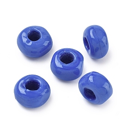 Королевский синий Бусины лэмпворк европейского стиля , бусины с большим отверстием, кубические, королевский синий, 11.5x11.5x8.5 мм, отверстие : 5 мм