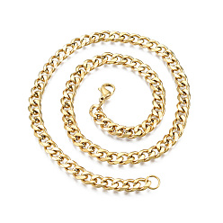 Golden Men's 201 Stainless Steel Cuban Link Chain Necklace, Golden, 17.72 inch(45cm), Wide: 7mm