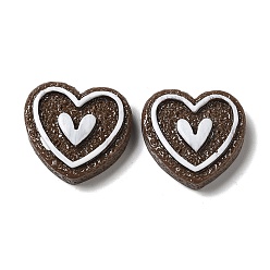 Coconut Brown Opaque Resin Cabochons, Heart, Coconut Brown, 22x23.5x7mm