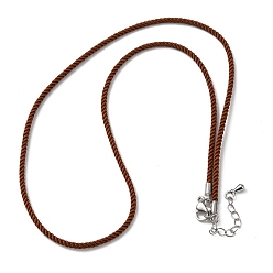 Сиена 2мм круглый нейлоновый миланский шнур для изготовления ожерелья, с латунными выводами и 303 застежками из лобстера из нержавеющей стали, цвет нержавеющей стали, цвет охры, 18.50~18.70 дюйм (47~47.5 см)